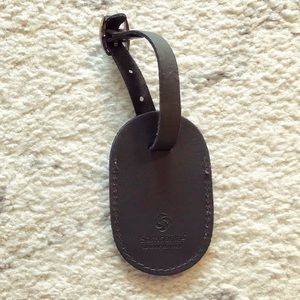 Slate blue gray leather Samsonite luggage tag